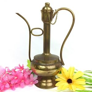 Vintage Mid-Century Modern Brass Arabic Turkish Dallah Coffee Pot